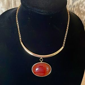 White House Black Market Gold & Rust Colored Stone